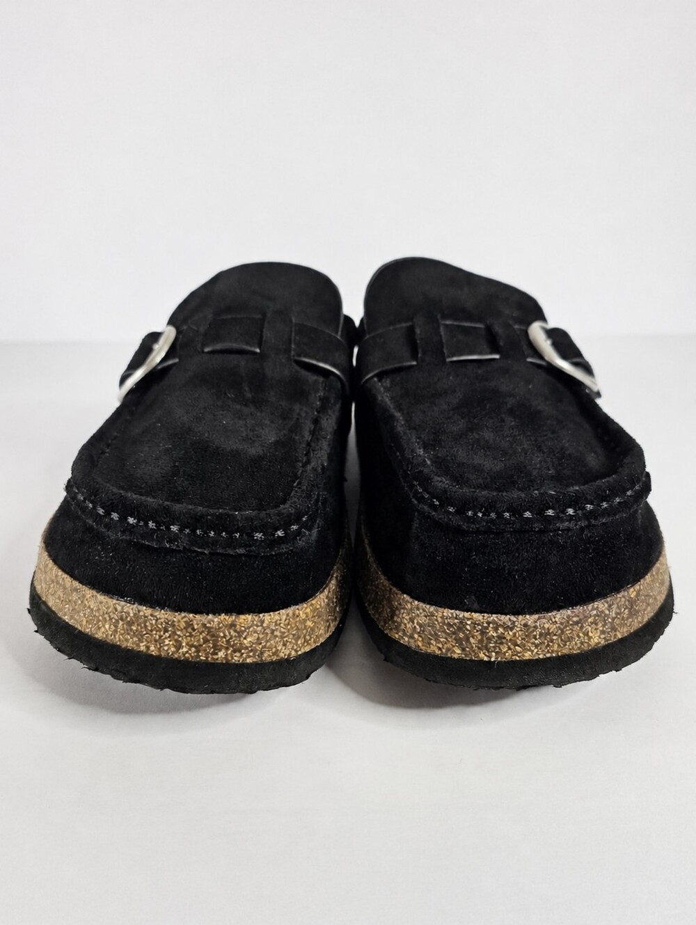 Madden Girl Paceyy Black Buckle Cork Platform Clogs Mules Size 9 Bohemian Hippie - Picture 5 of 12